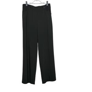 MAX STUDIO Pinstripe Twill Wide Leg Pants High Rise Stretch Black White Size 12